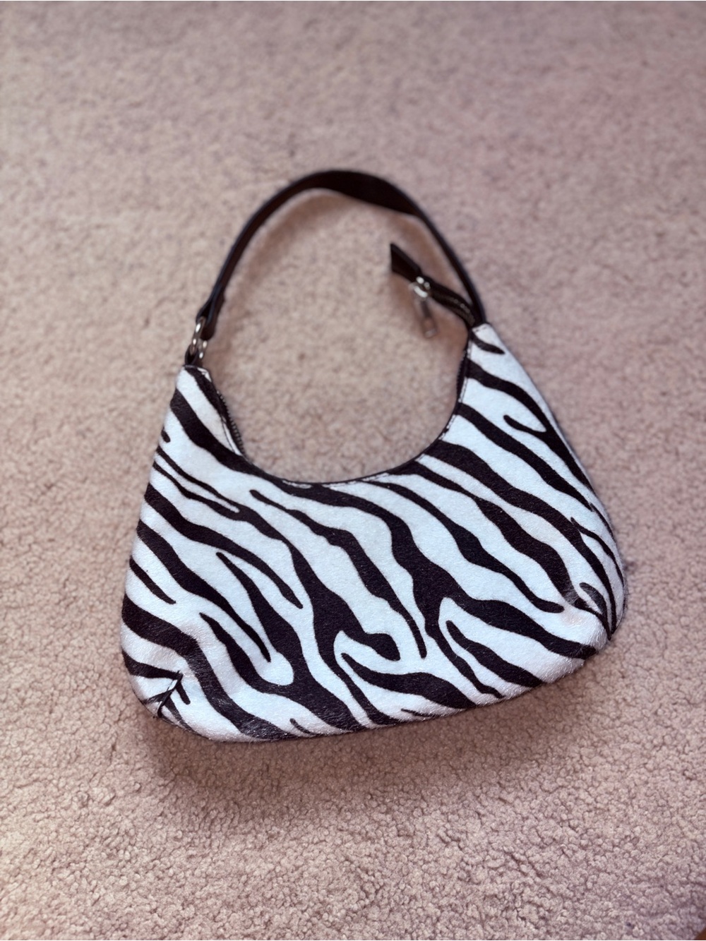 Ardene Zebra-Print Shoulder Bag in Black and White